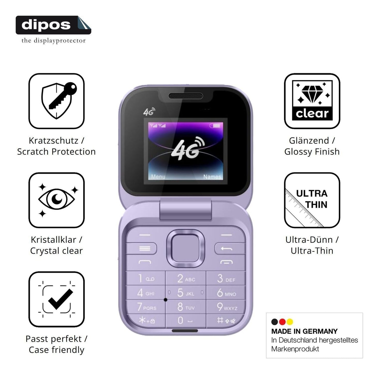 4x Schutzfolie klar für Tosuny 4G Klapptelefon Dis (7)