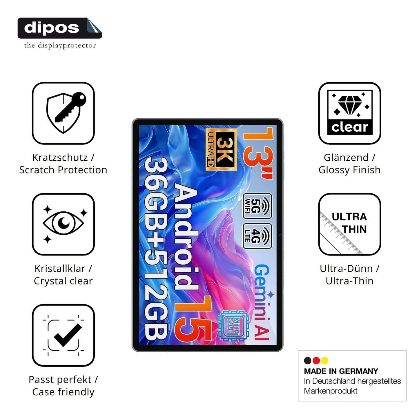 2x Schutzfolie klar für LORDWIT L30 Display-Schutz (7)