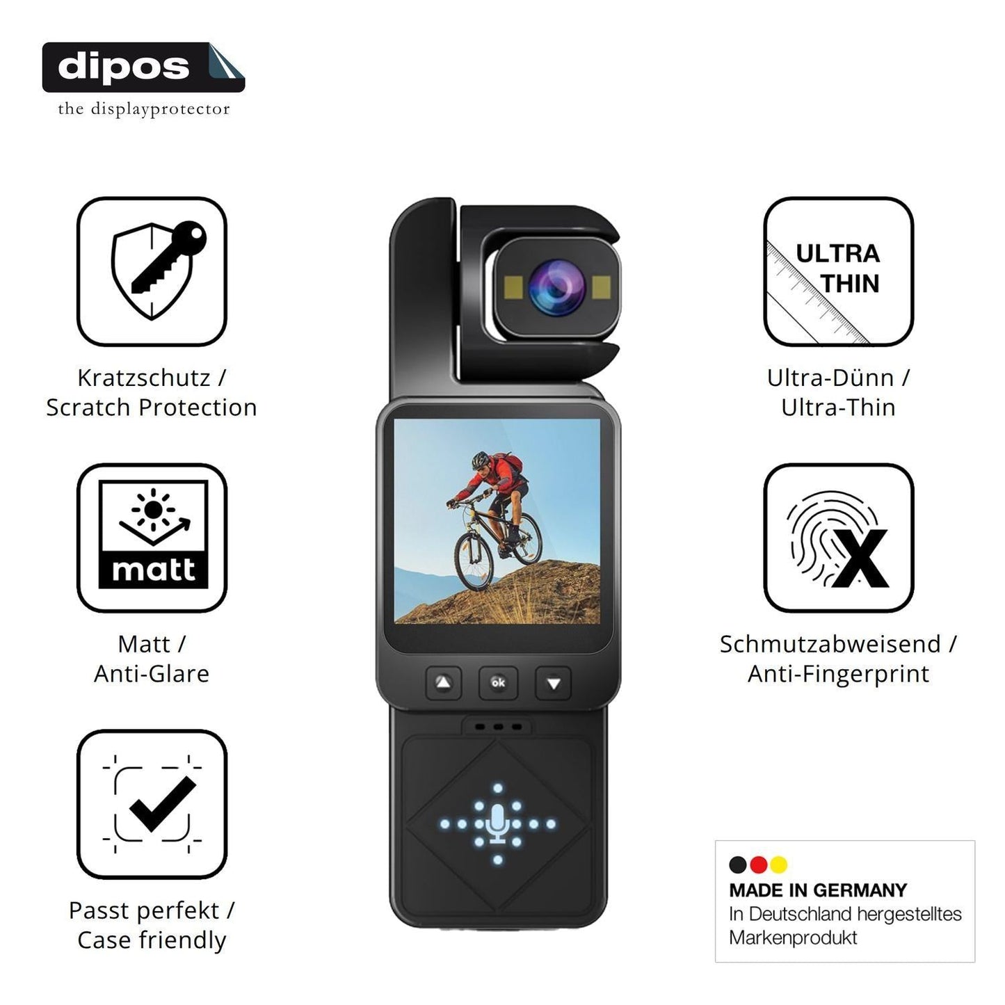 4x Schutzfolie matt für BETTERMO 1 Action Cam Disp (7)