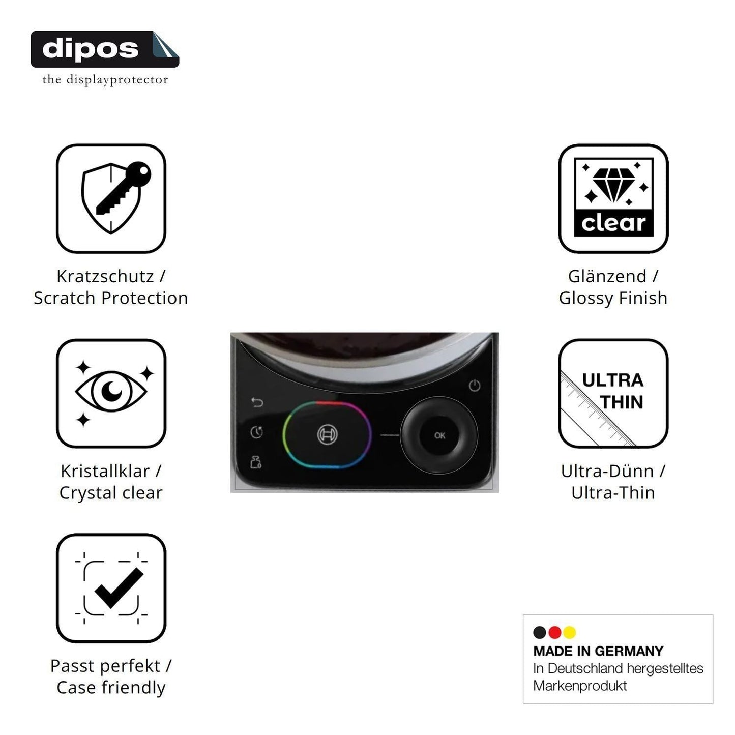 2x Schutzfolie klar für Bosch MUMS8ZS18 Display-Sc (7)