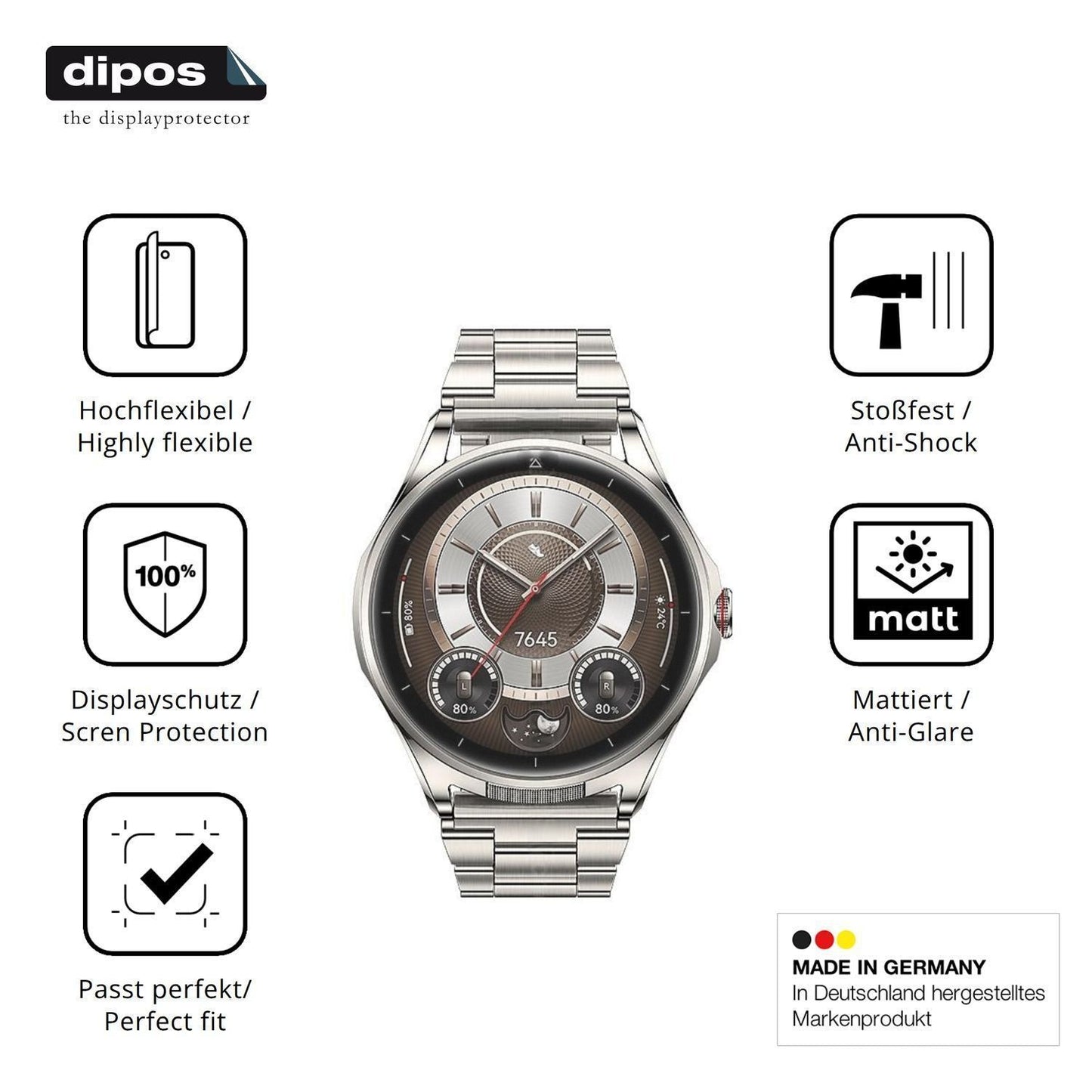 2x Full Cover Schutzfolie matt für Huawei Watch Bu (7)