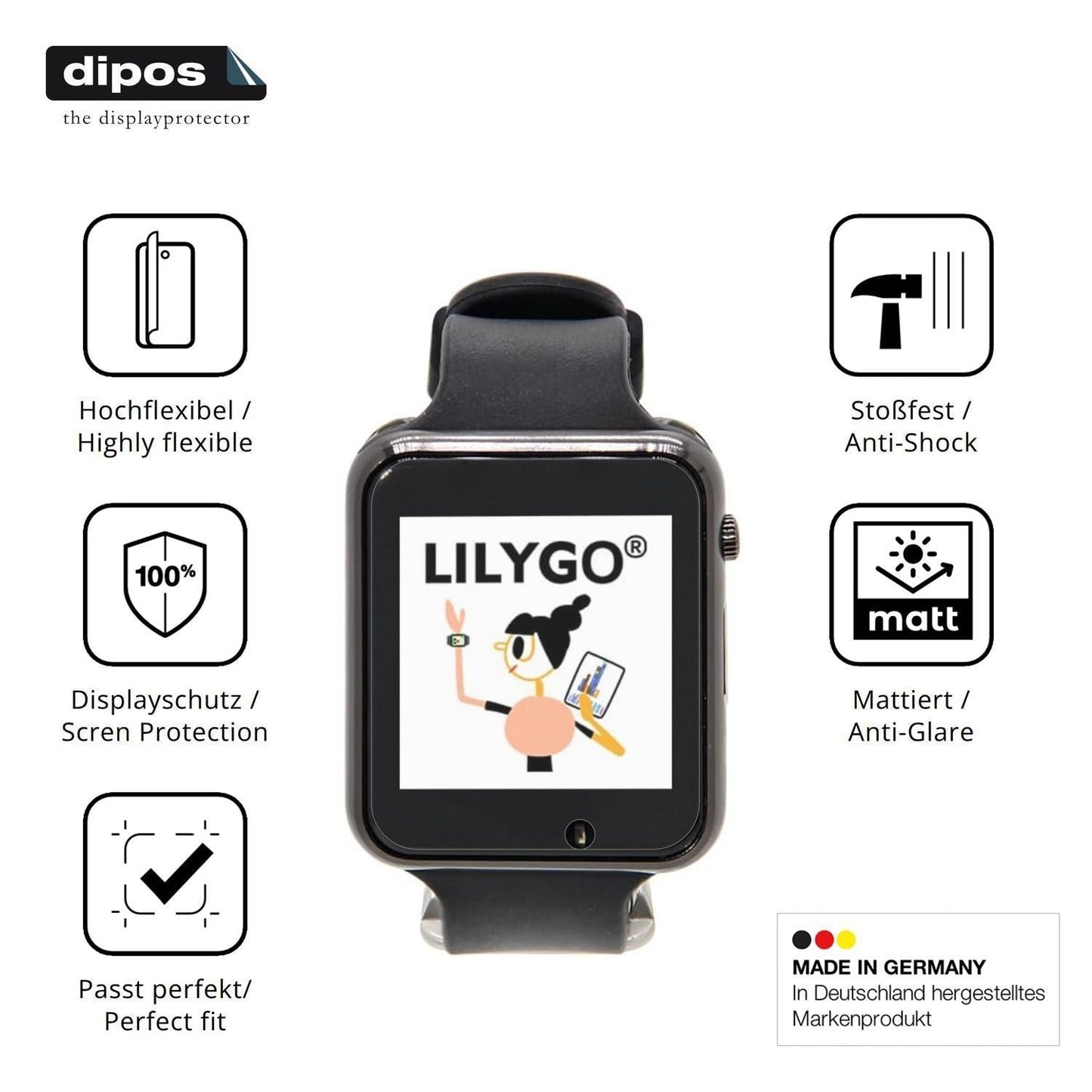 2x Full Cover Schutzfolie matt für LILYGO T-Watch (7)