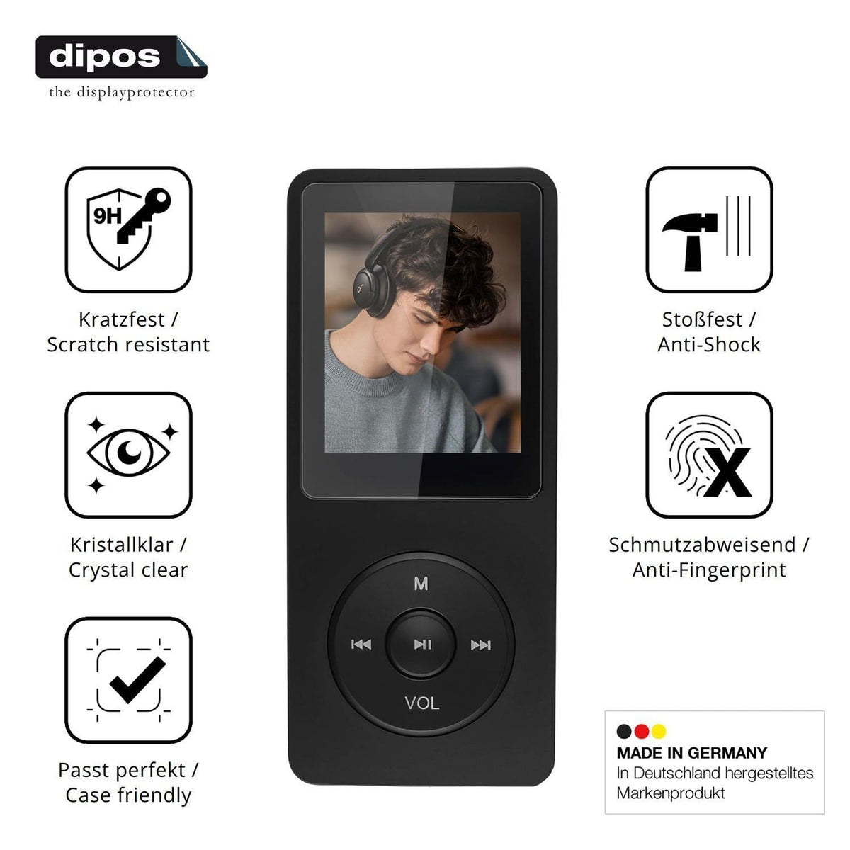 2x 9H Schutzfolie für Poeloisy Q2 MP3-Player Panze (7)