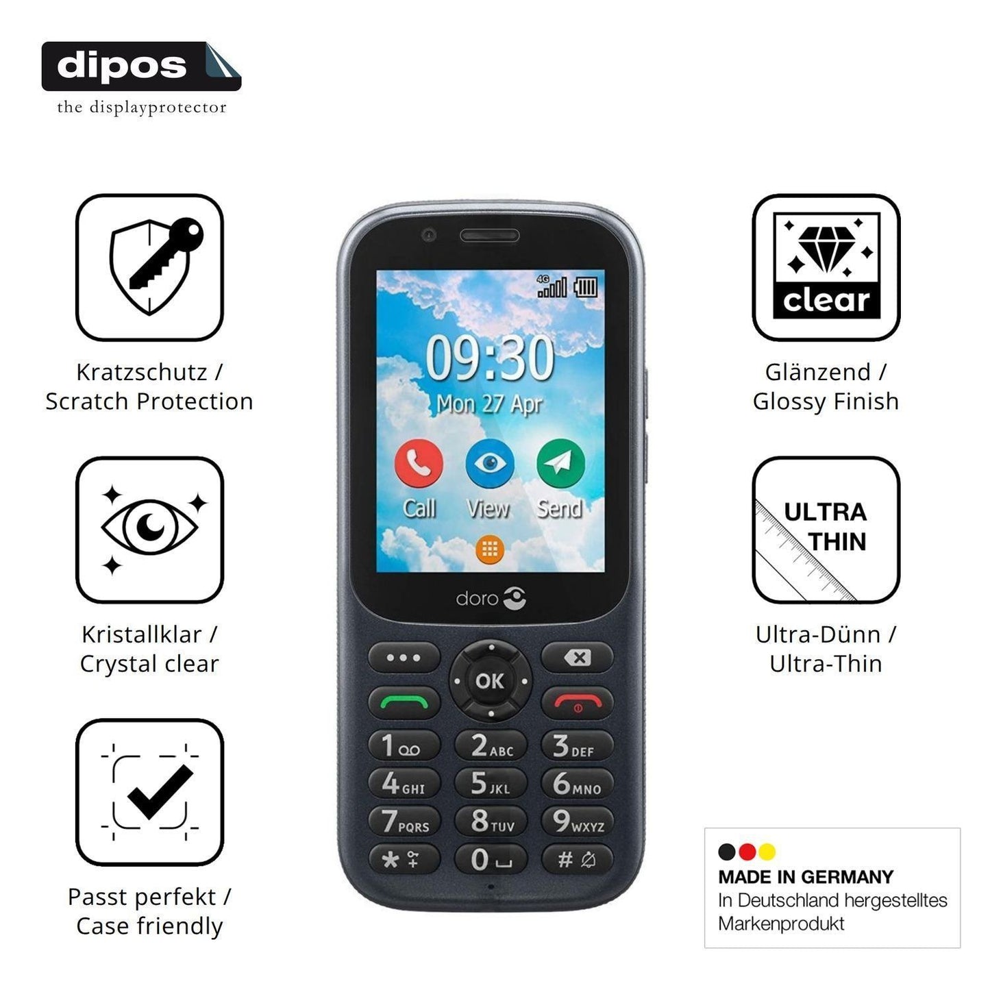 4x Schutzfolie klar für Doro 730X Display-Schutzfo (7)