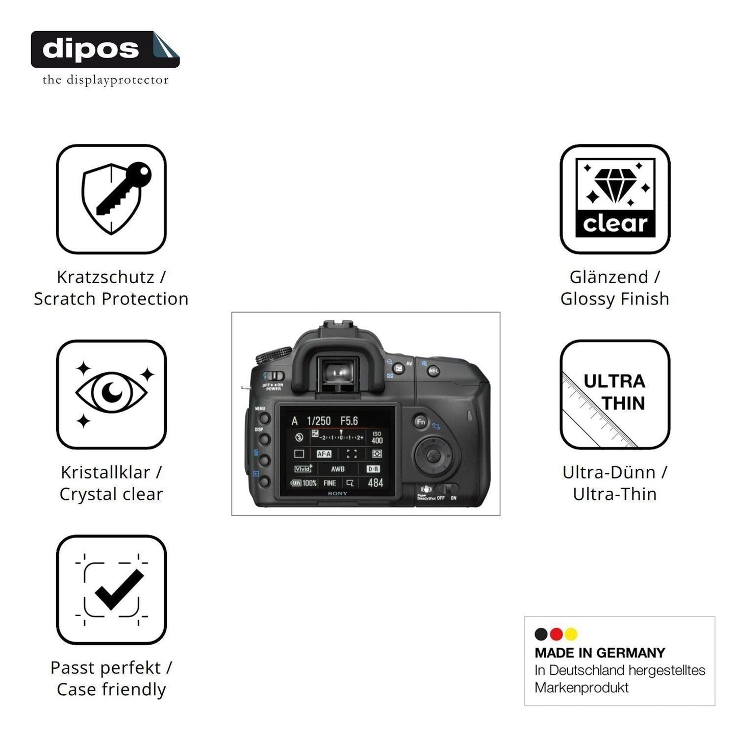 4x Schutzfolie klar für Sony DSLR-A200 Display-Sch (7)