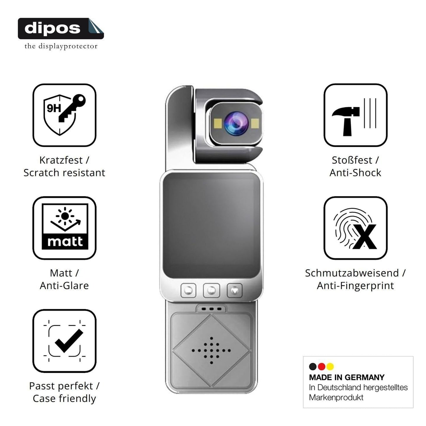 2x 9H Schutzfolie matt für ARMYJY Clip-On Body Cam (7)