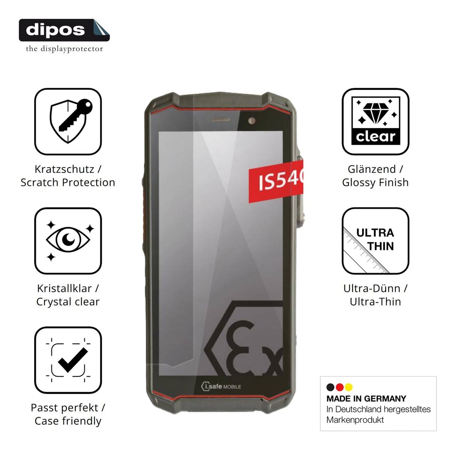 4x Schutzfolie klar für i.safe MOBILE IS540.M1 Dis (7)