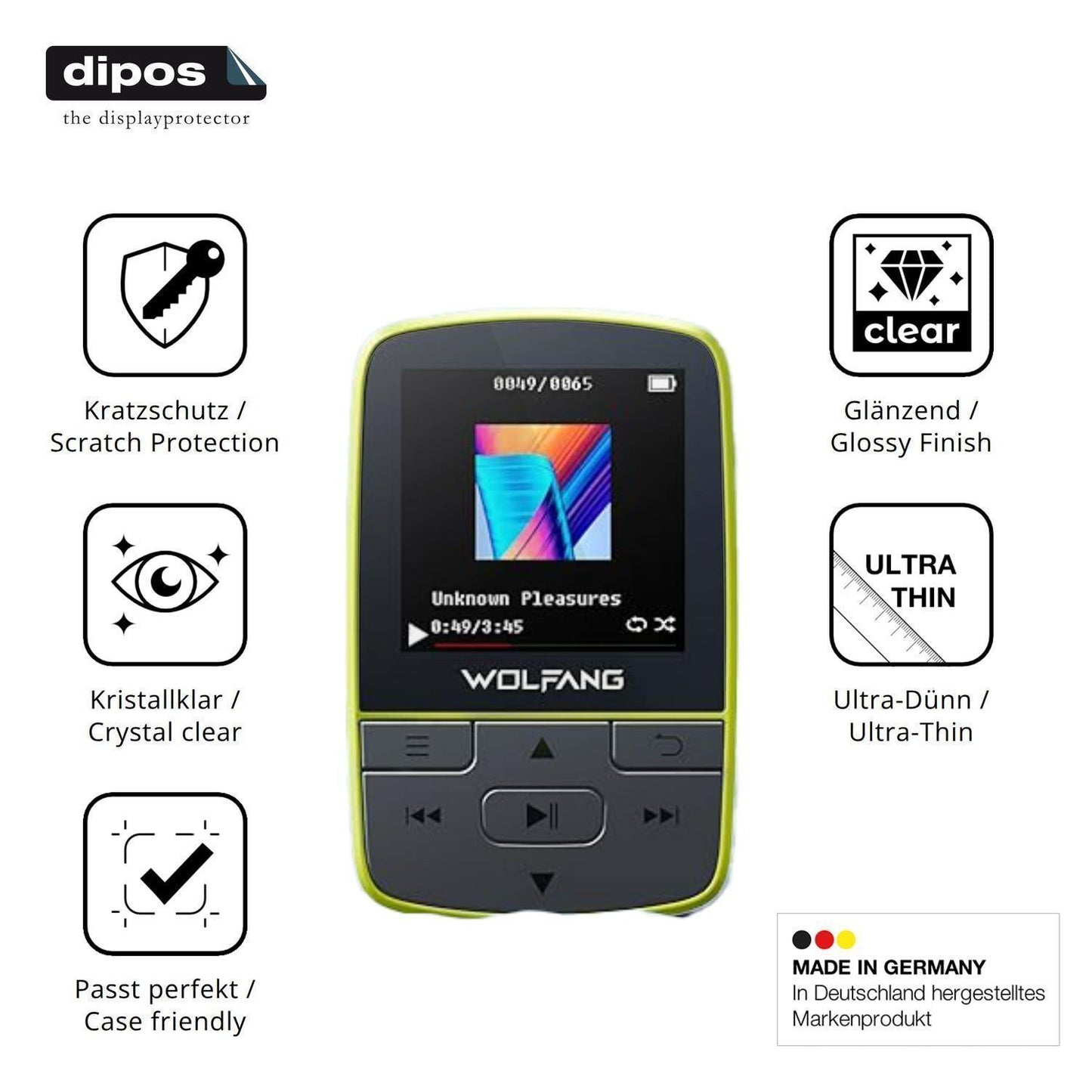 4x Schutzfolie klar für WOLFANG WMP01 MP3-Player D (7)