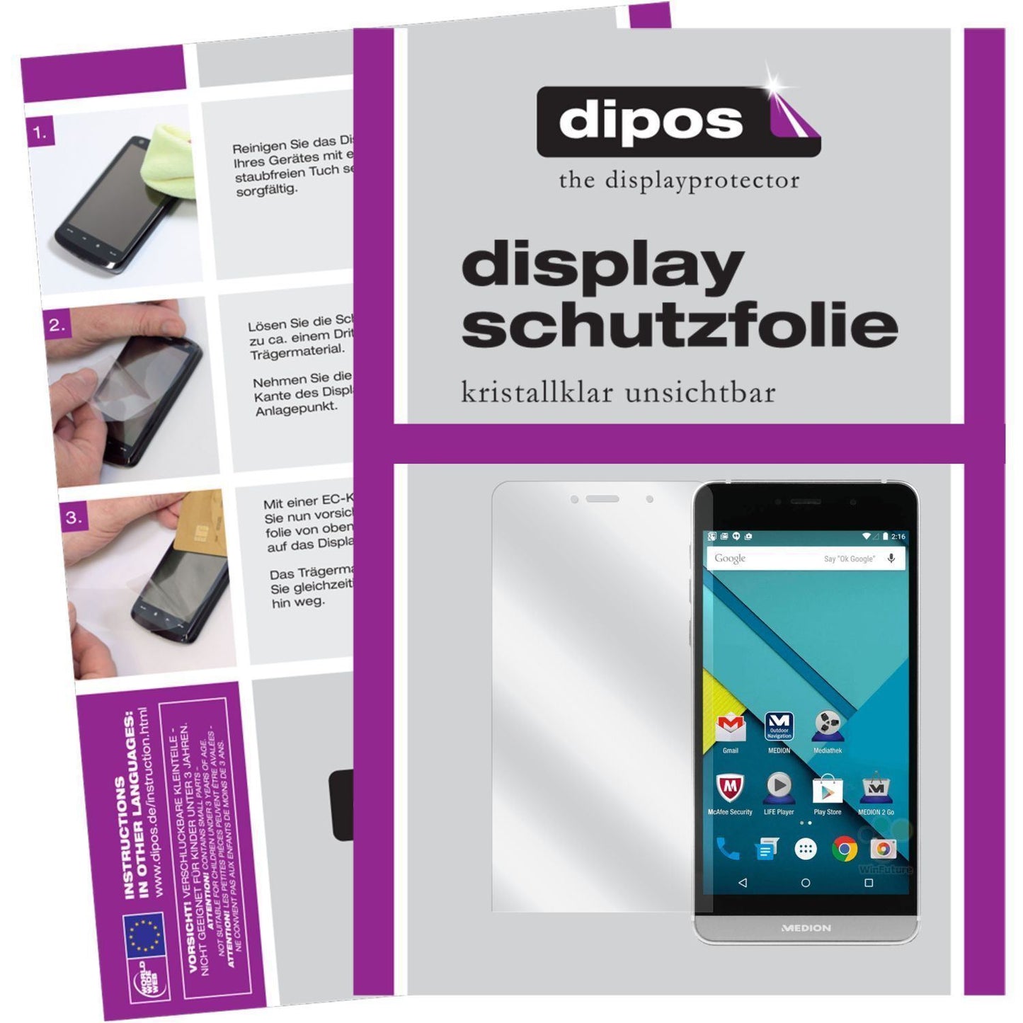 6x Schutzfolie klar für Life X5004 Medion Display- (1)