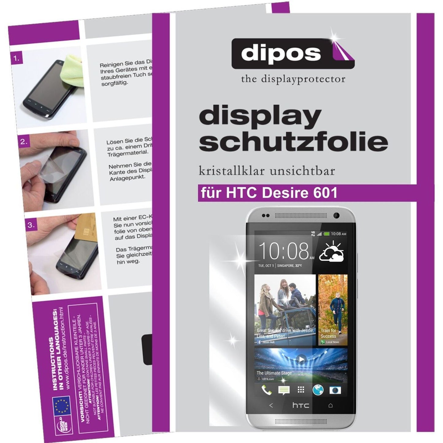2x Schutzfolie klar für Desire 601 HTC Display-Sch (1)