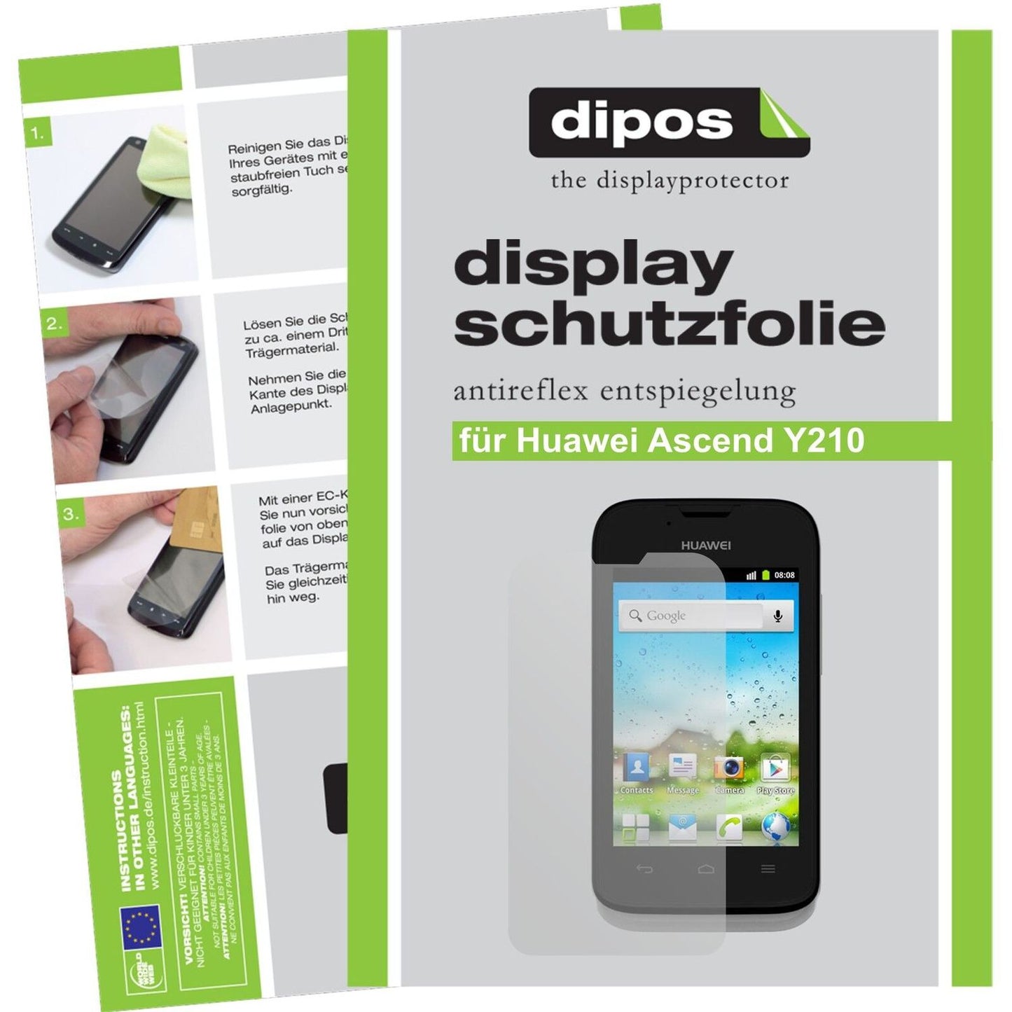 2x Schutzfolie matt für Ascend Y210 Huawei Display (1)