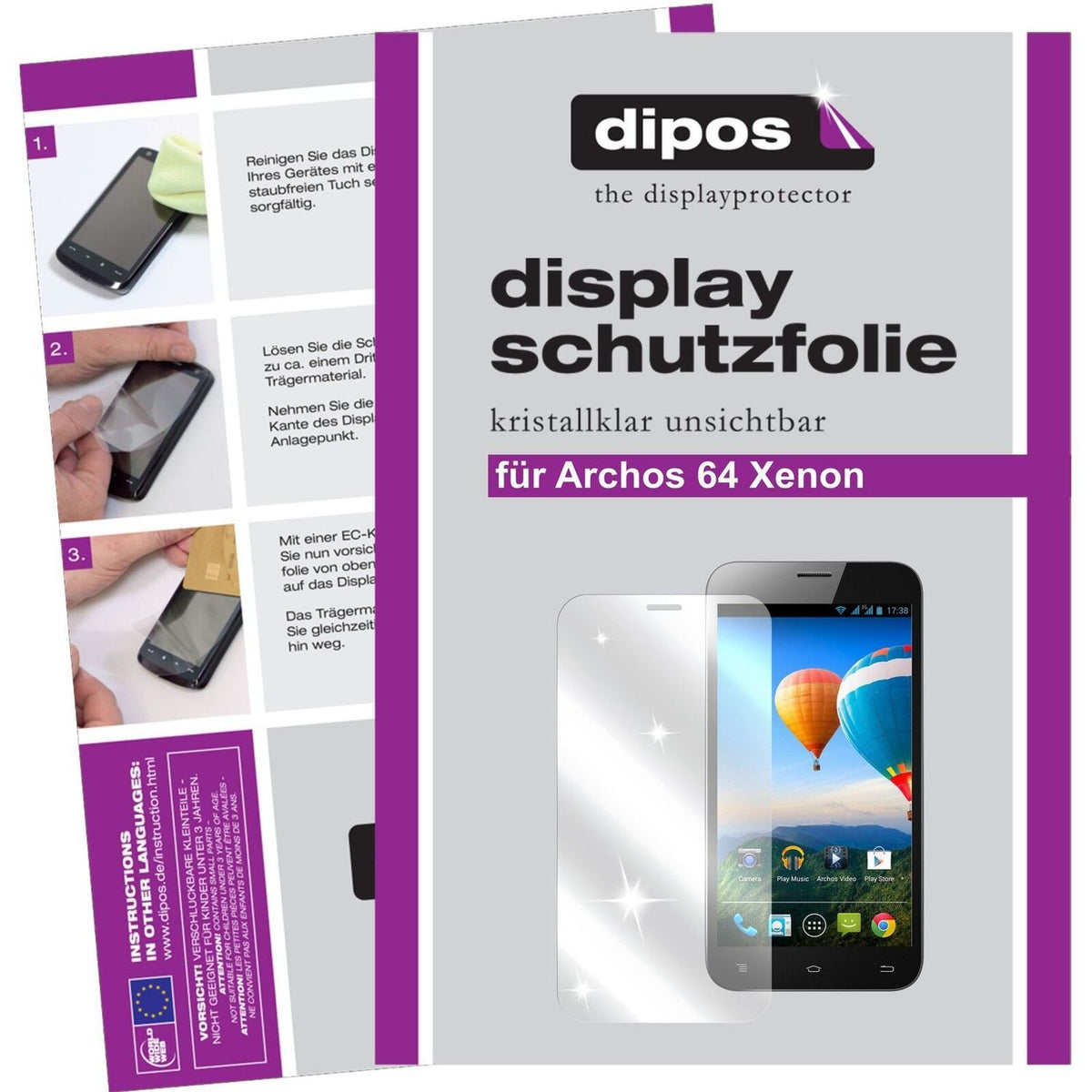 2x Schutzfolie klar für 64 Xenon Archos Display-Sc (1)
