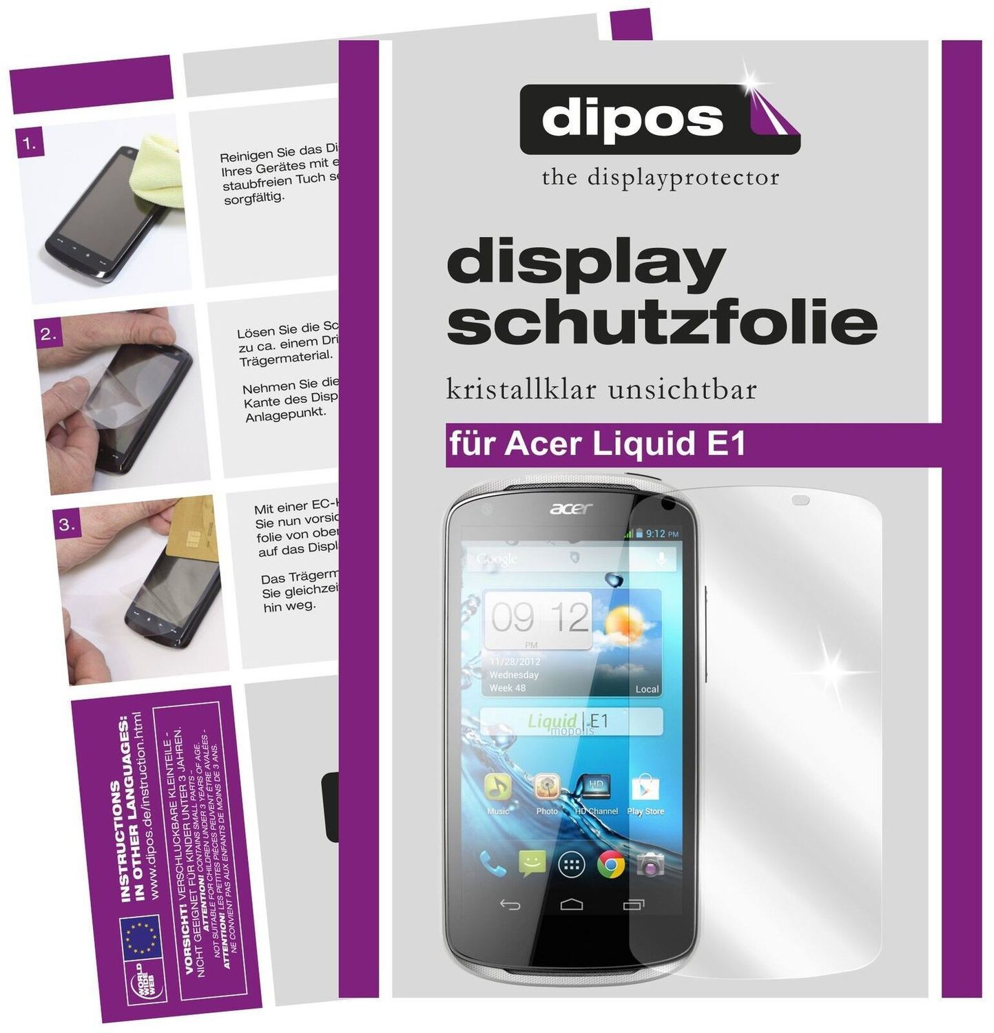 2x Schutzfolie klar für Liquid E1 Acer Display-Sch (1)
