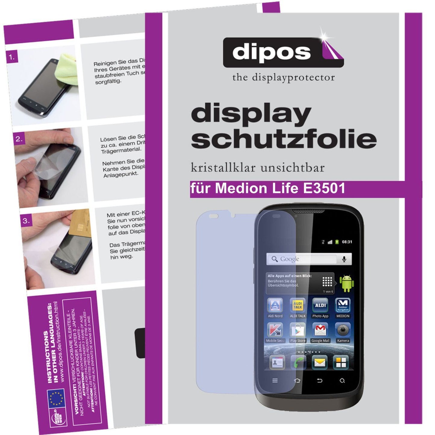 2x Schutzfolie klar für Life E3501 Medion Display- (1)