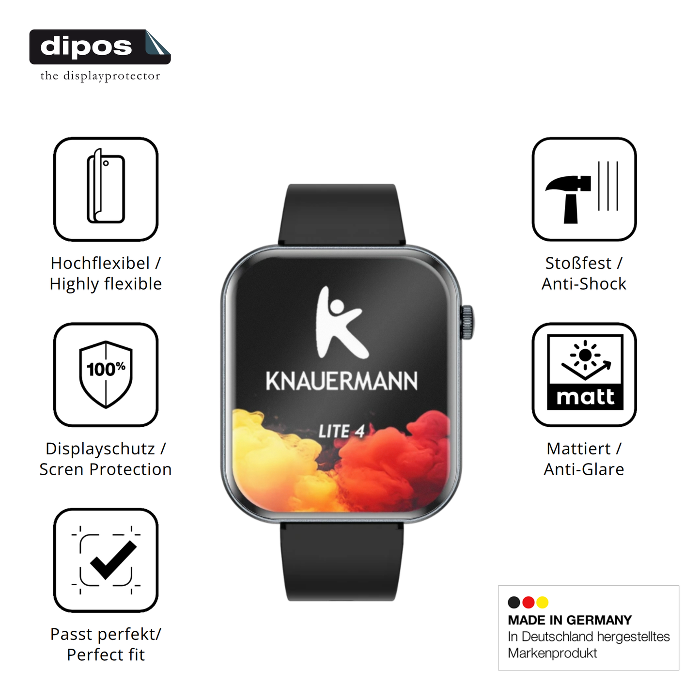 2x Full Cover Schutzfolie matt für Knauermann Lite 4 2026 (eckig)