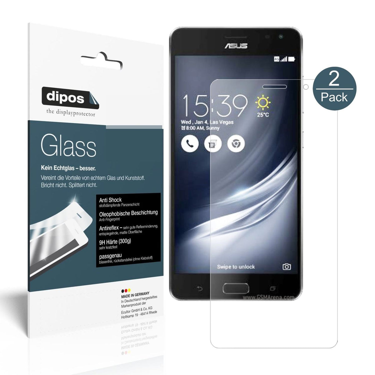2x 9H Schutzfolie matt für Asus ZenFone AR Panzerfolie