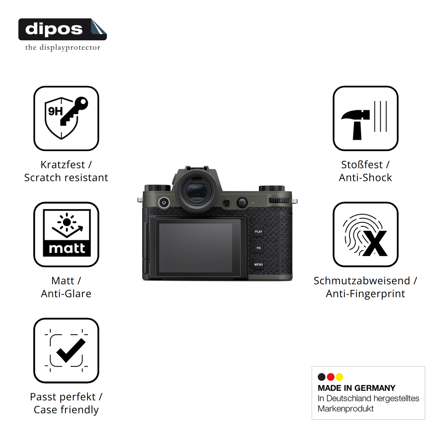Displayschutz hergestellt in Deutschland, höchste Qualität made in Germany