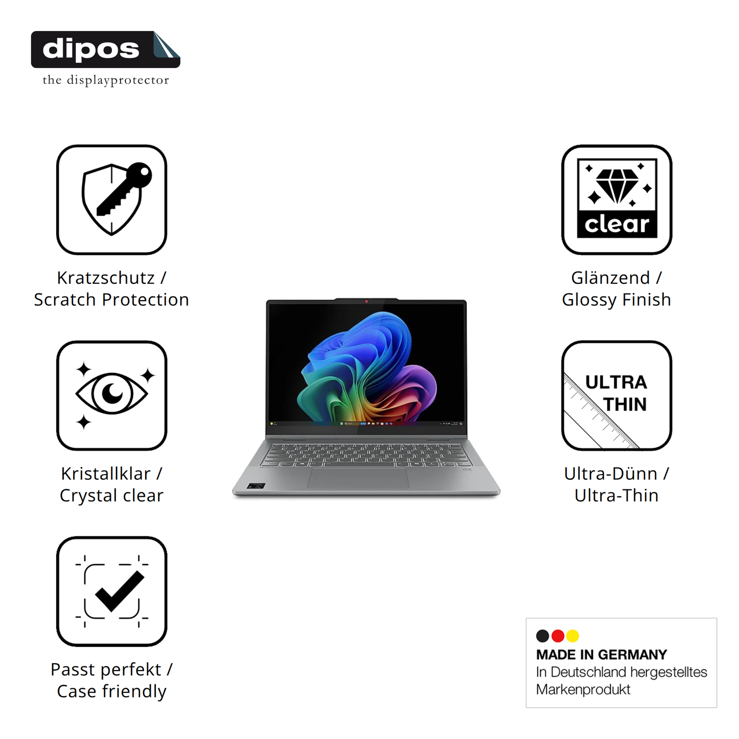 Displayschutz hergestellt in Deutschland, höchste Qualität made in Germany