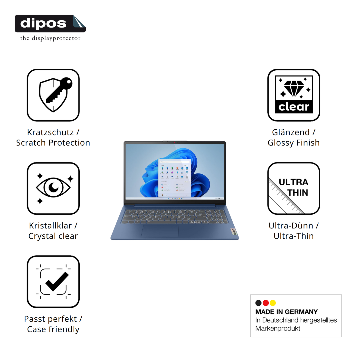 Displayschutz hergestellt in Deutschland, höchste Qualität made in Germany