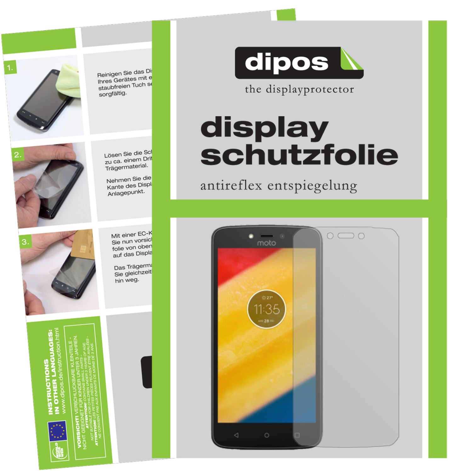 Mattes Panzerglas: Entspiegelte, dünne Folie, Fingerabdruckresistenz und Bildschirmschutz für Lenovo-Moto C