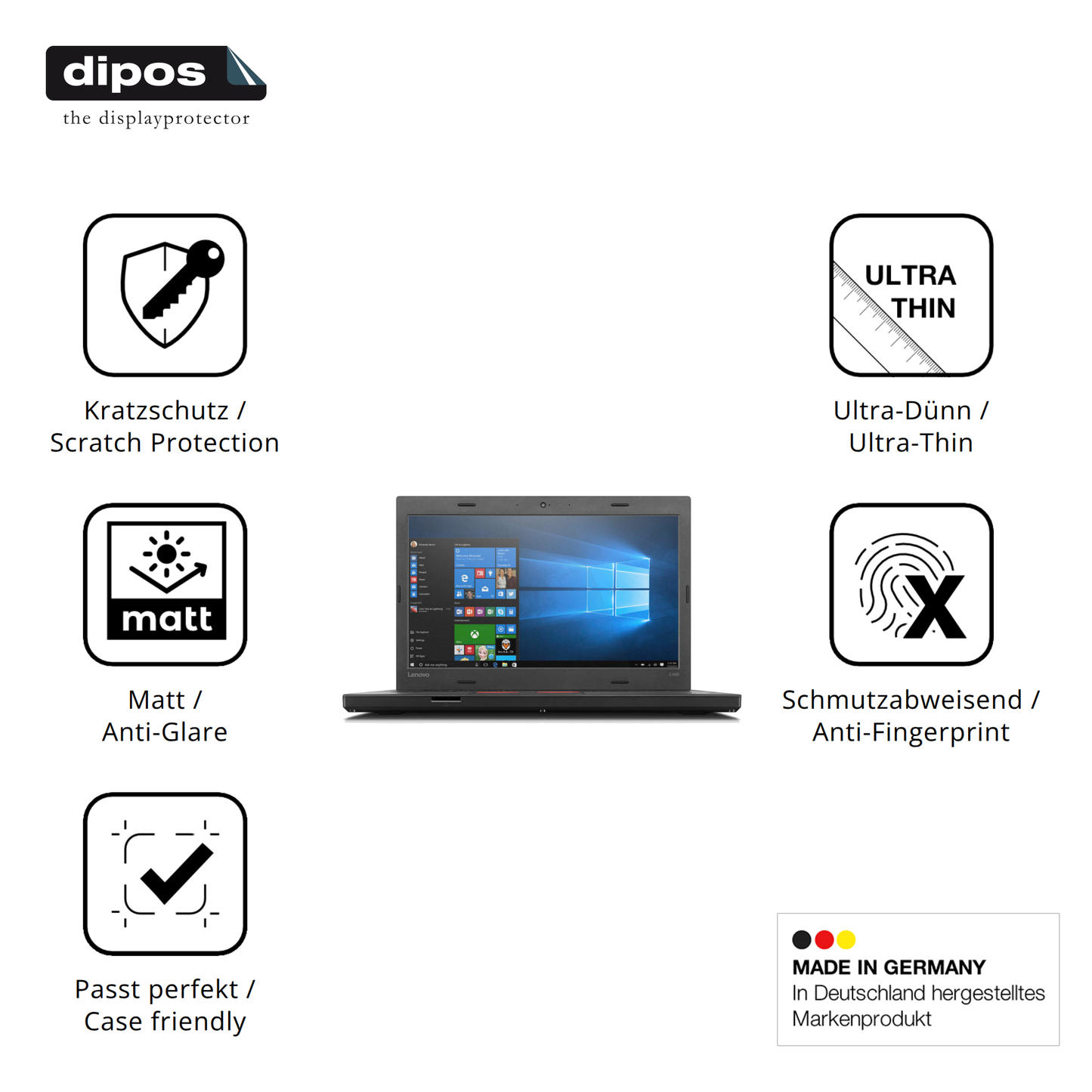 Displayschutz hergestellt in Deutschland, höchste Qualität made in Germany