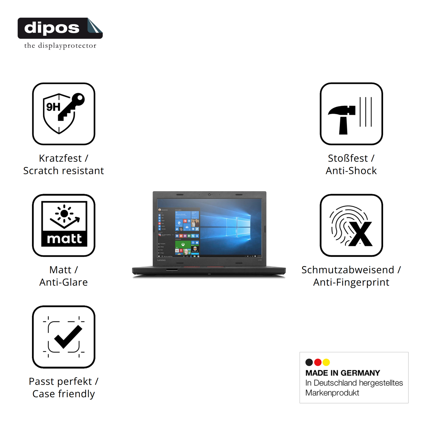 Displayschutz hergestellt in Deutschland, höchste Qualität made in Germany