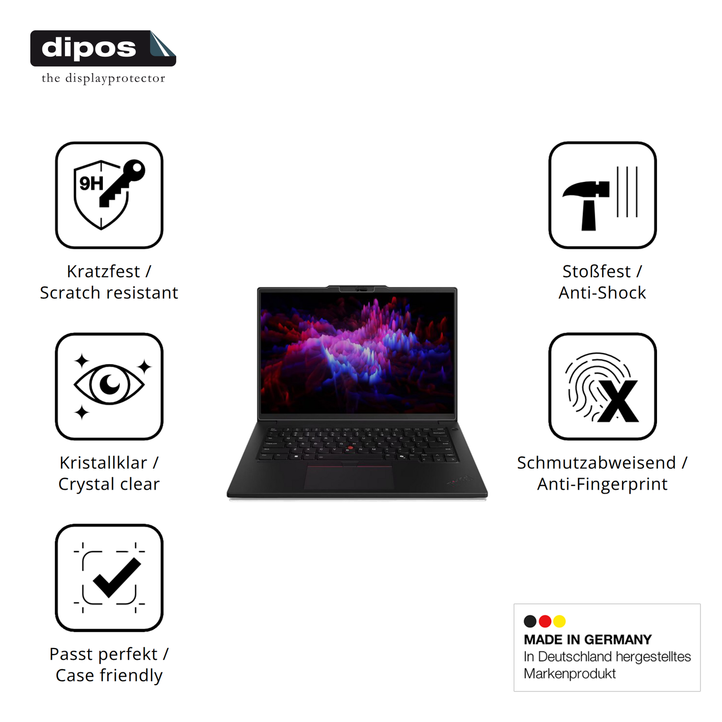 Displayschutz hergestellt in Deutschland, höchste Qualität made in Germany
