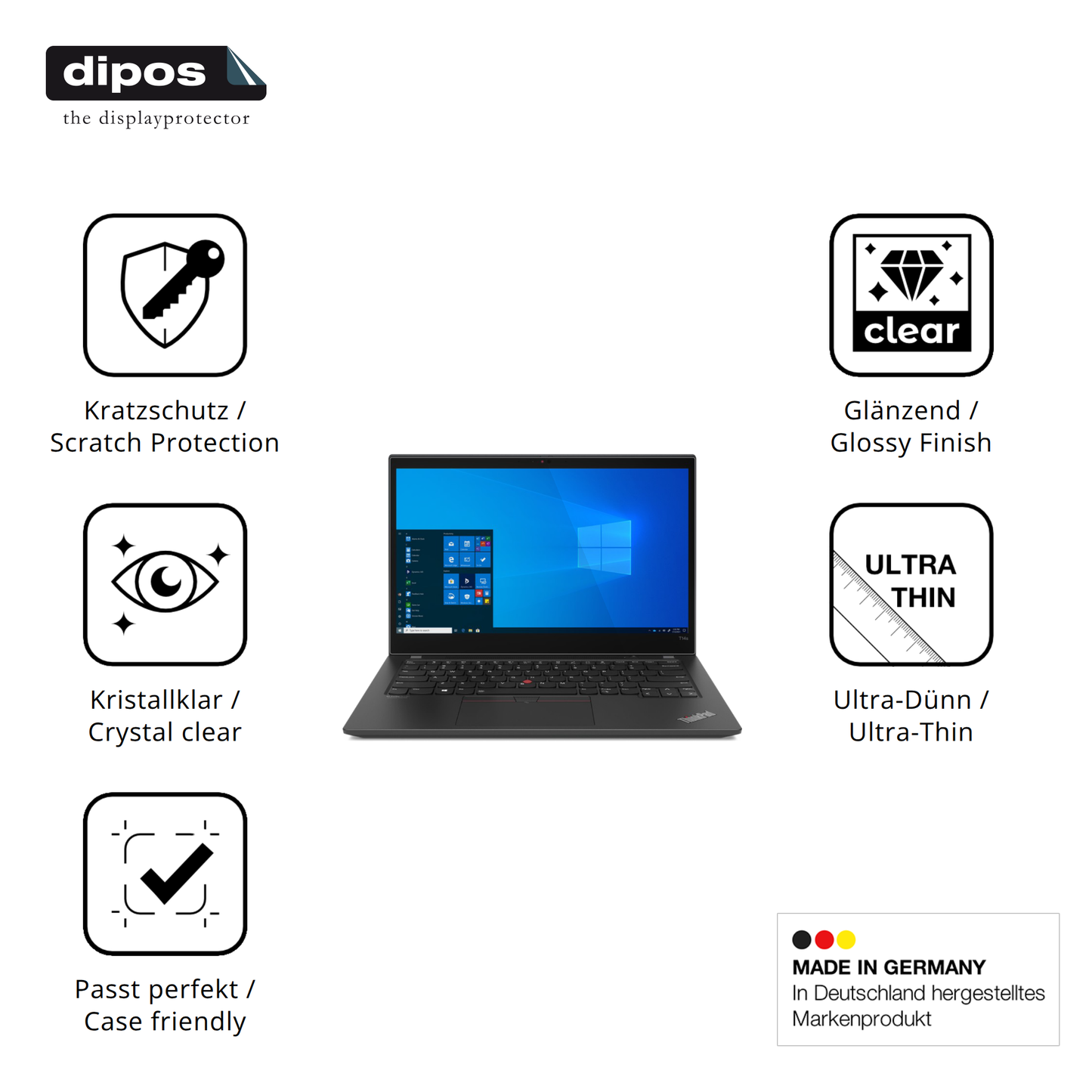 Displayschutz hergestellt in Deutschland, höchste Qualität made in Germany