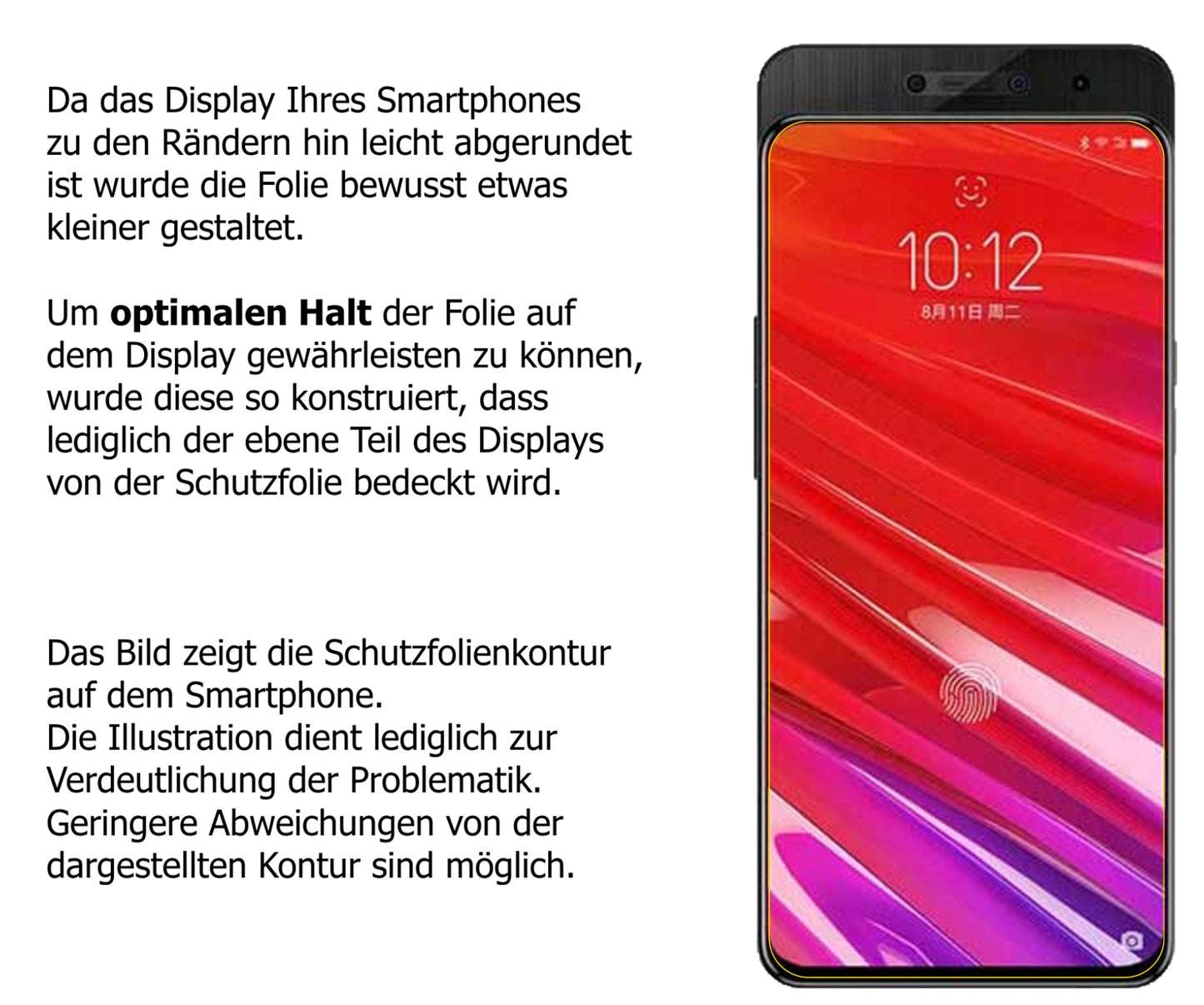 Schutzfolie mit optimaler Passform, zur Verwendung mit Hüllen geeignet
