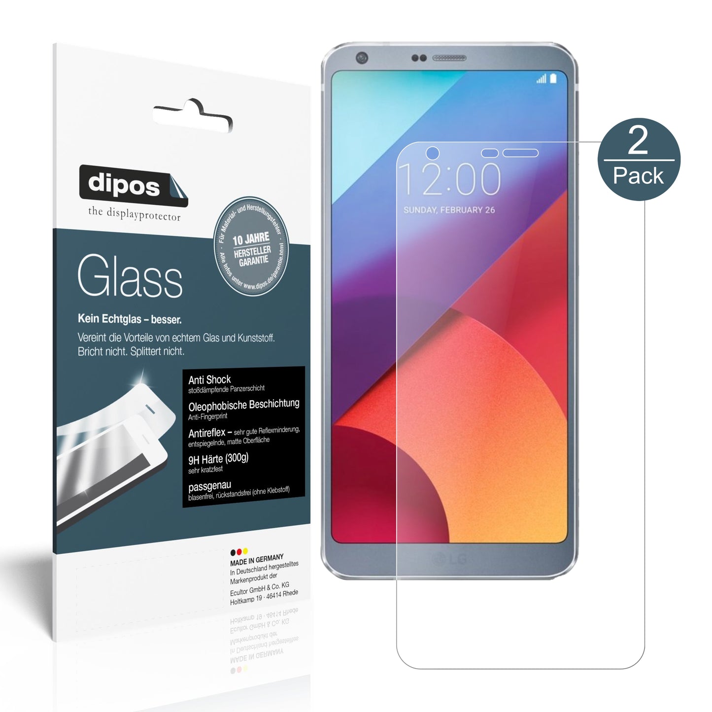 Mattes Panzerglas: Schutz vor Brüchen, Fingerabdrücken und Bildschirmblendung für LG-G6