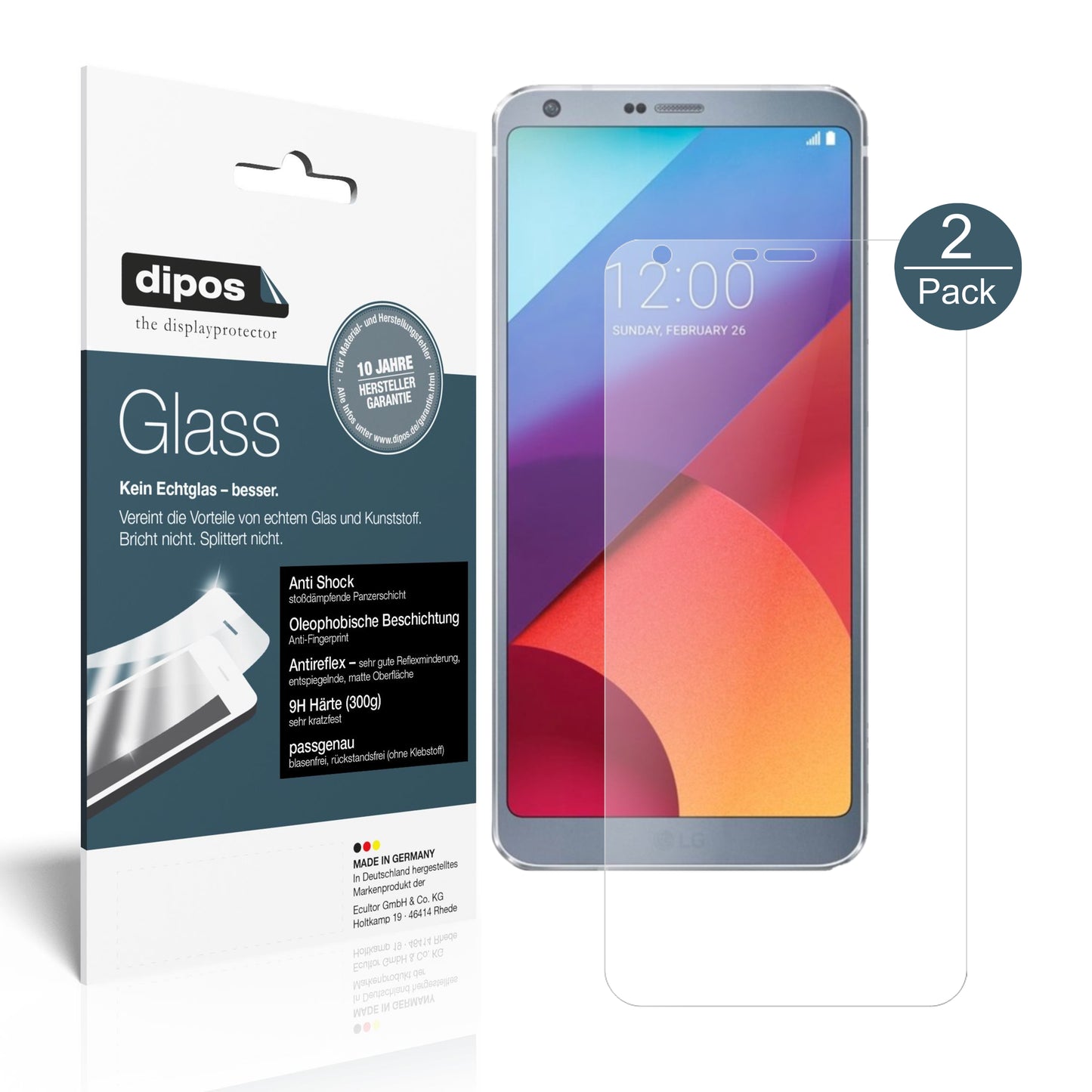 Mattes Panzerglas: Schutz vor Brüchen, Fingerabdrücken und Bildschirmblendung für LG-G6 Plus