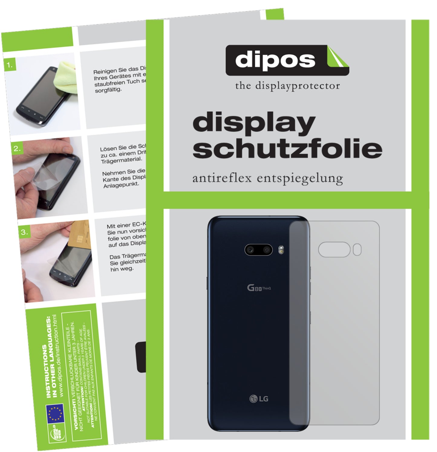 Mattes Panzerglas: Entspiegelte, dünne Folie, Fingerabdruckresistenz und Bildschirmschutz für LG-G8X ThinQ Rückseite
