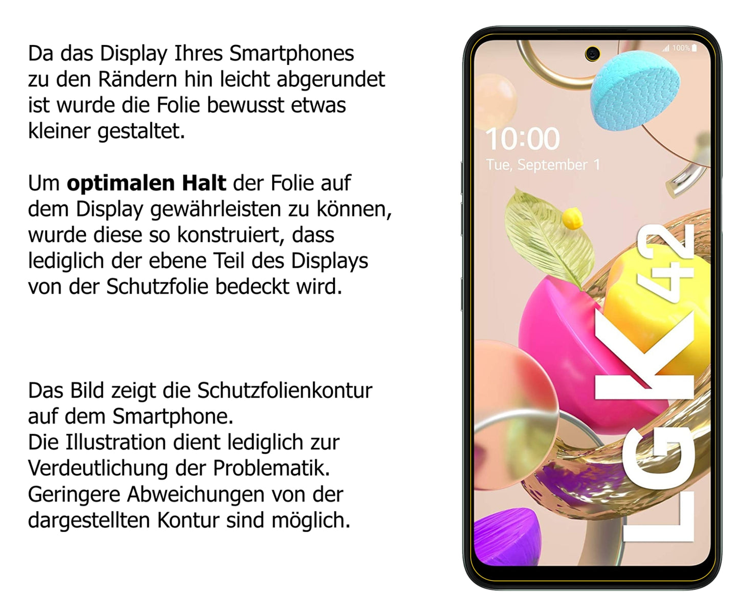 Dünne und klare Folie passend zugeschnitten für LG K42