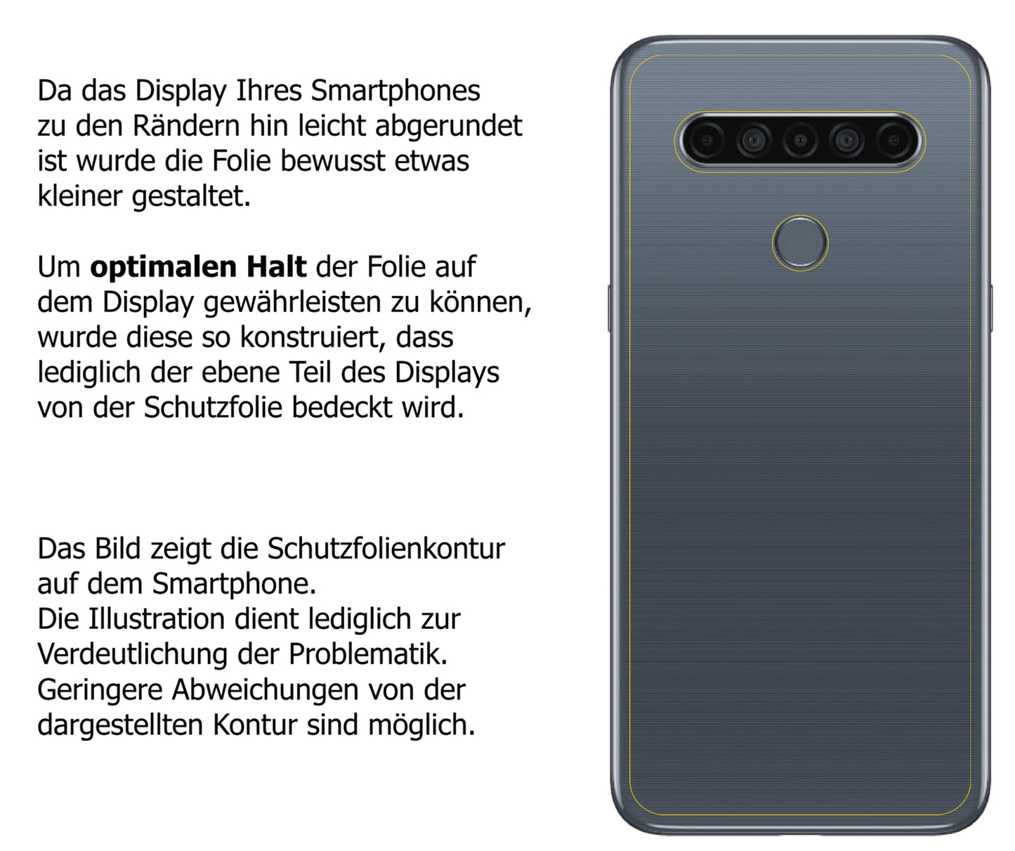 Dünne und klare Folie passend zugeschnitten für LG K61 Rückseite