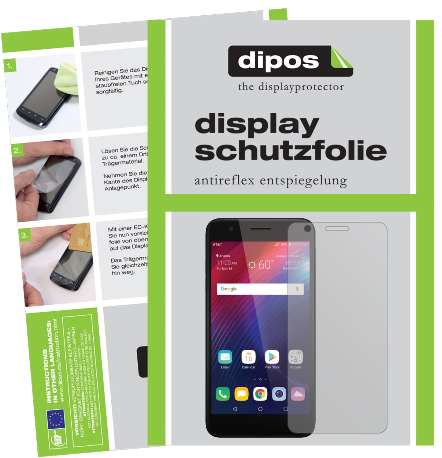 Mattes Panzerglas: Entspiegelte, dünne Folie, Fingerabdruckresistenz und Bildschirmschutz für LG-Phoenix Plus