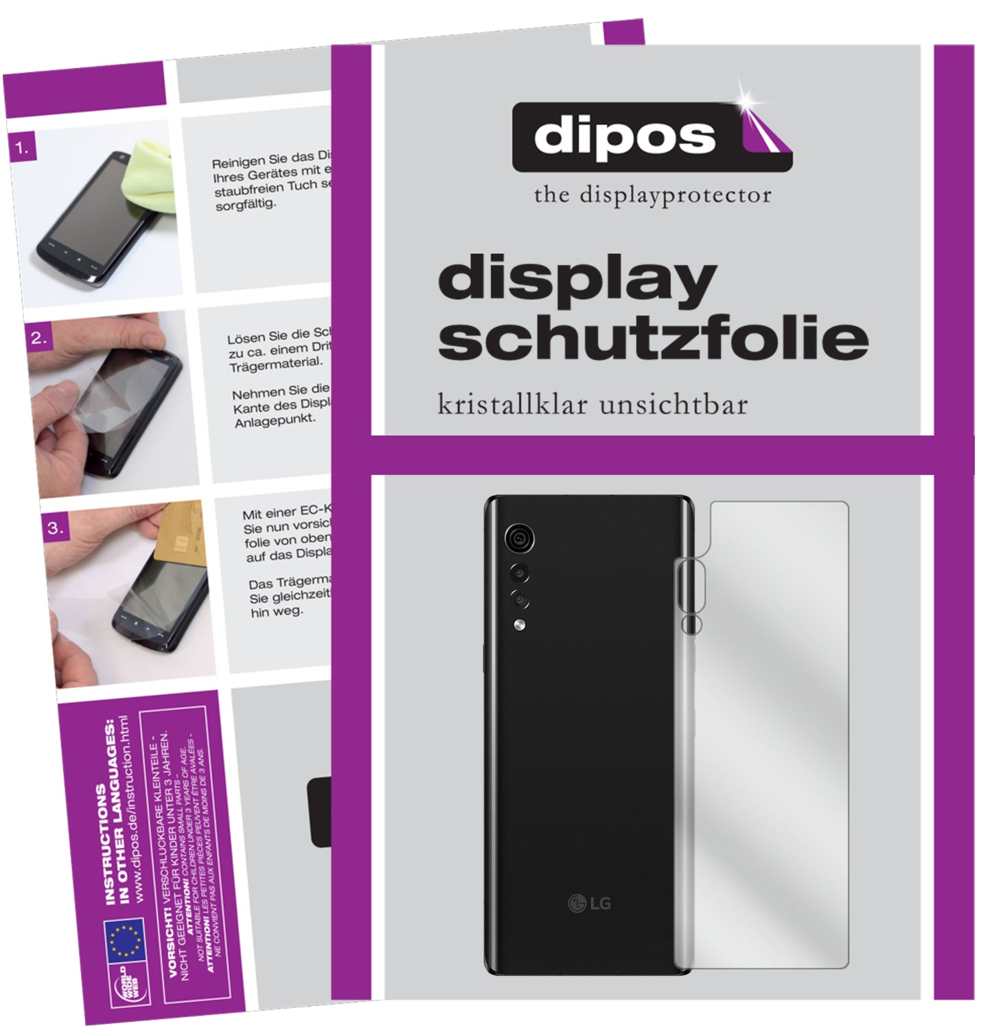 Kristallklare, dünne Schutzfolie: Kratzfest & passgenau für LG-Velvet 4G Rückseite