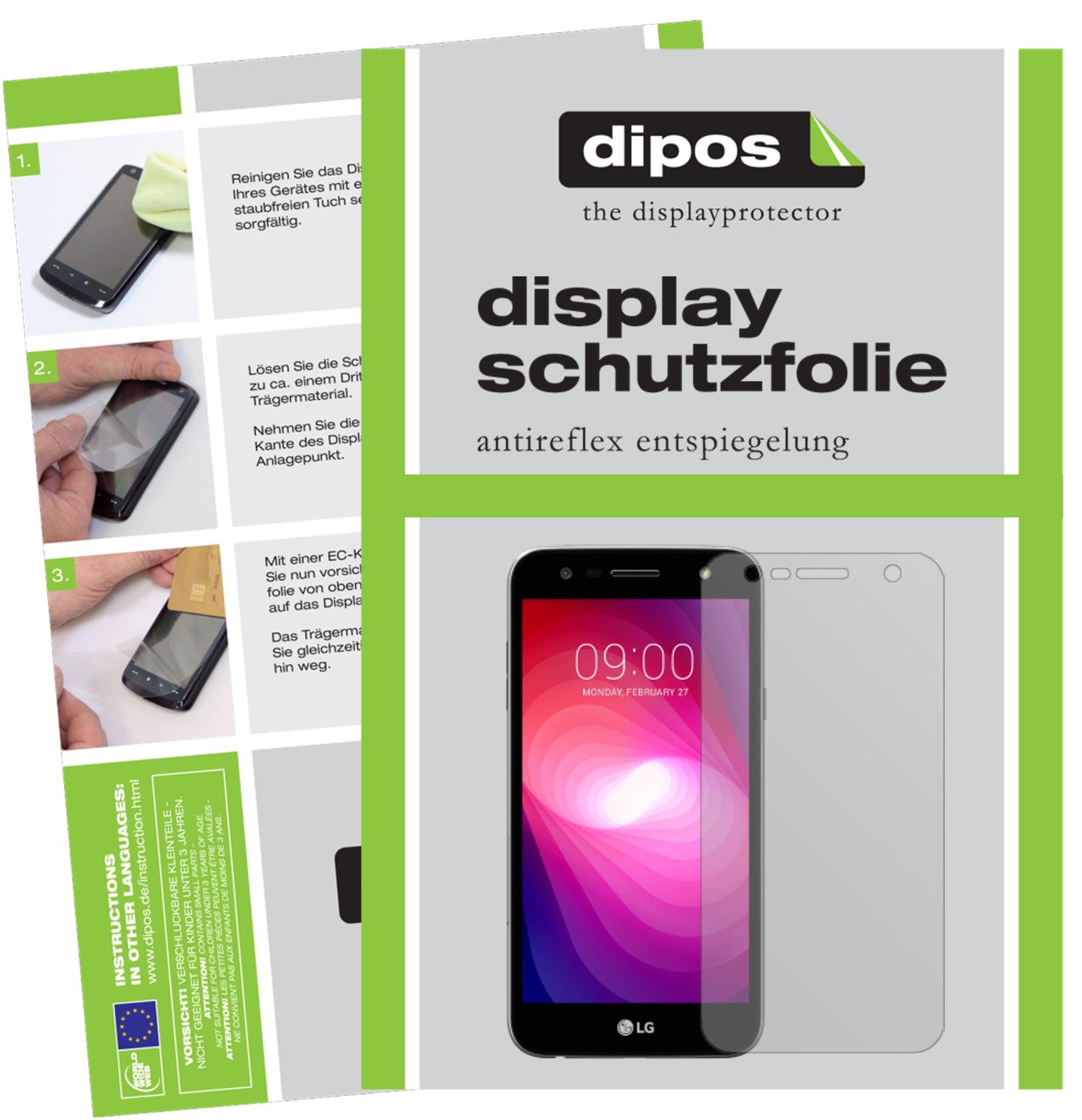 Mattes Panzerglas: Entspiegelte, dünne Folie, Fingerabdruckresistenz und Bildschirmschutz für LG-X Power 2