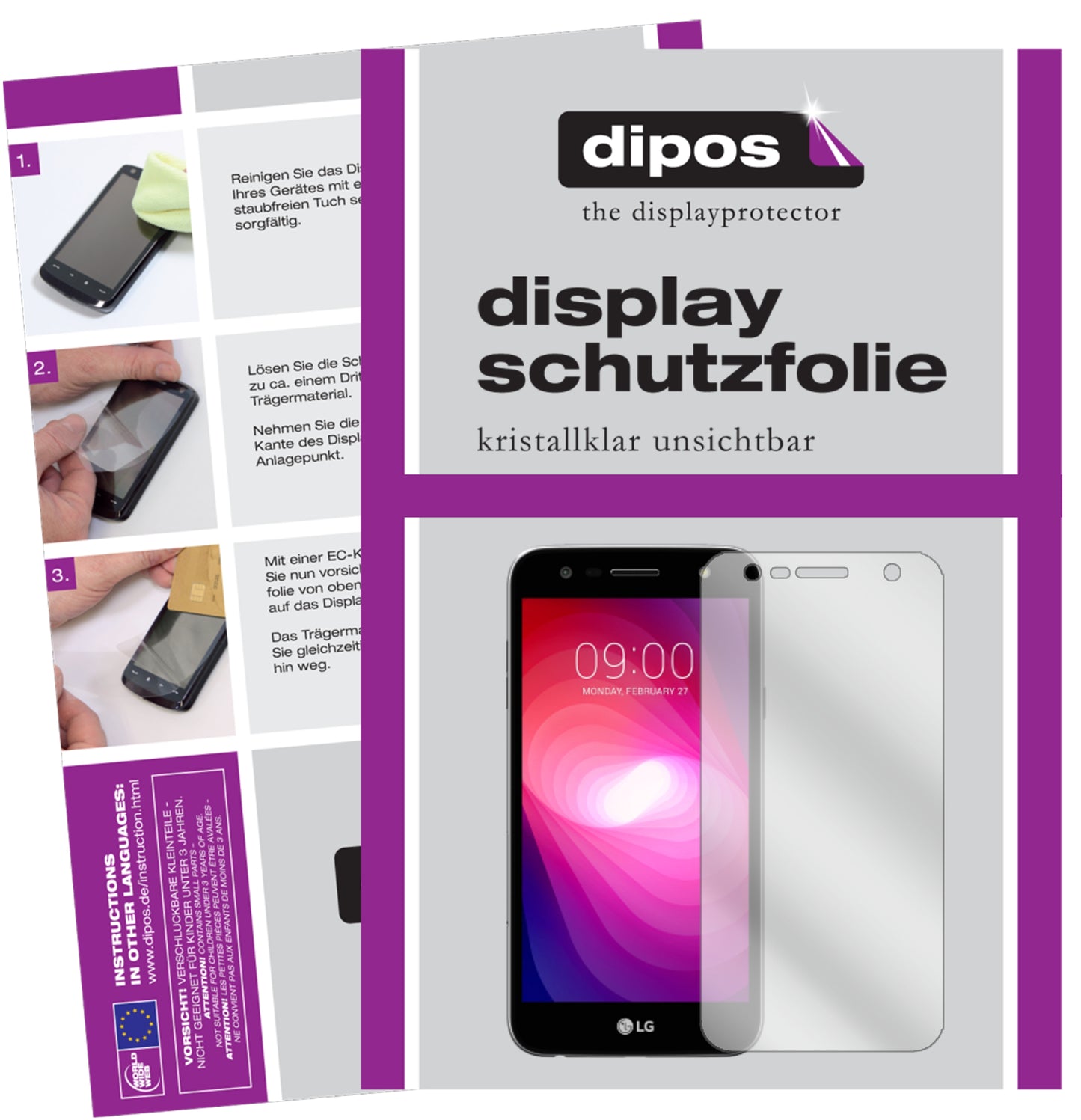 Kristallklare, dünne Schutzfolie: Kratzfest & passgenau für LG-X Power 2