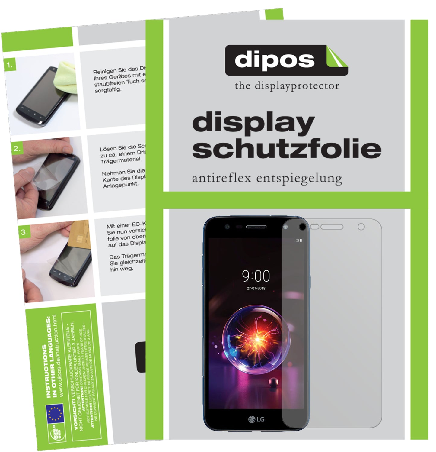 Mattes Panzerglas: Entspiegelte, dünne Folie, Fingerabdruckresistenz und Bildschirmschutz für LG-X power 3