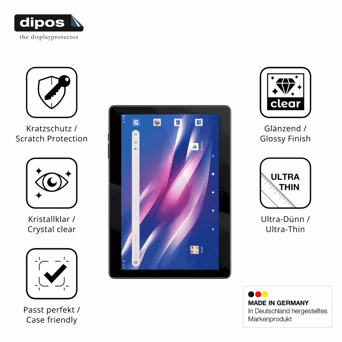 2x Schutzfolie klar für Logicom Tab Link 4G 104 Display-Schutzfolie