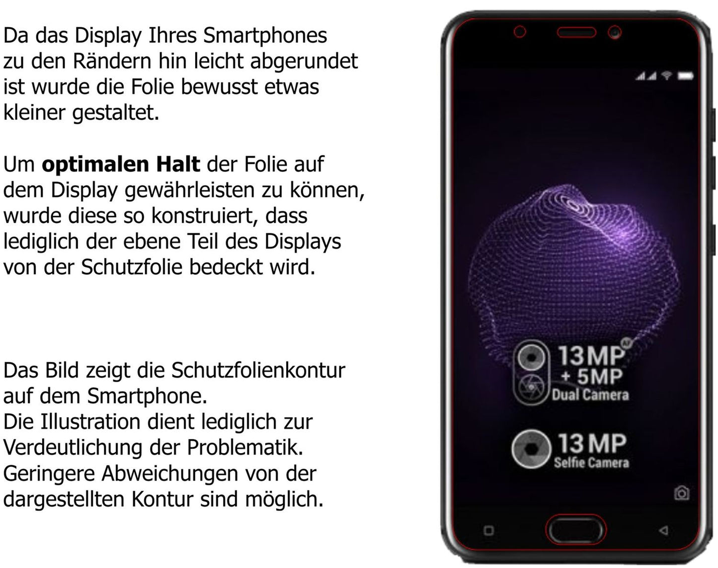 Schutzfolie mit optimaler Passform, zur Verwendung mit Hüllen geeignet