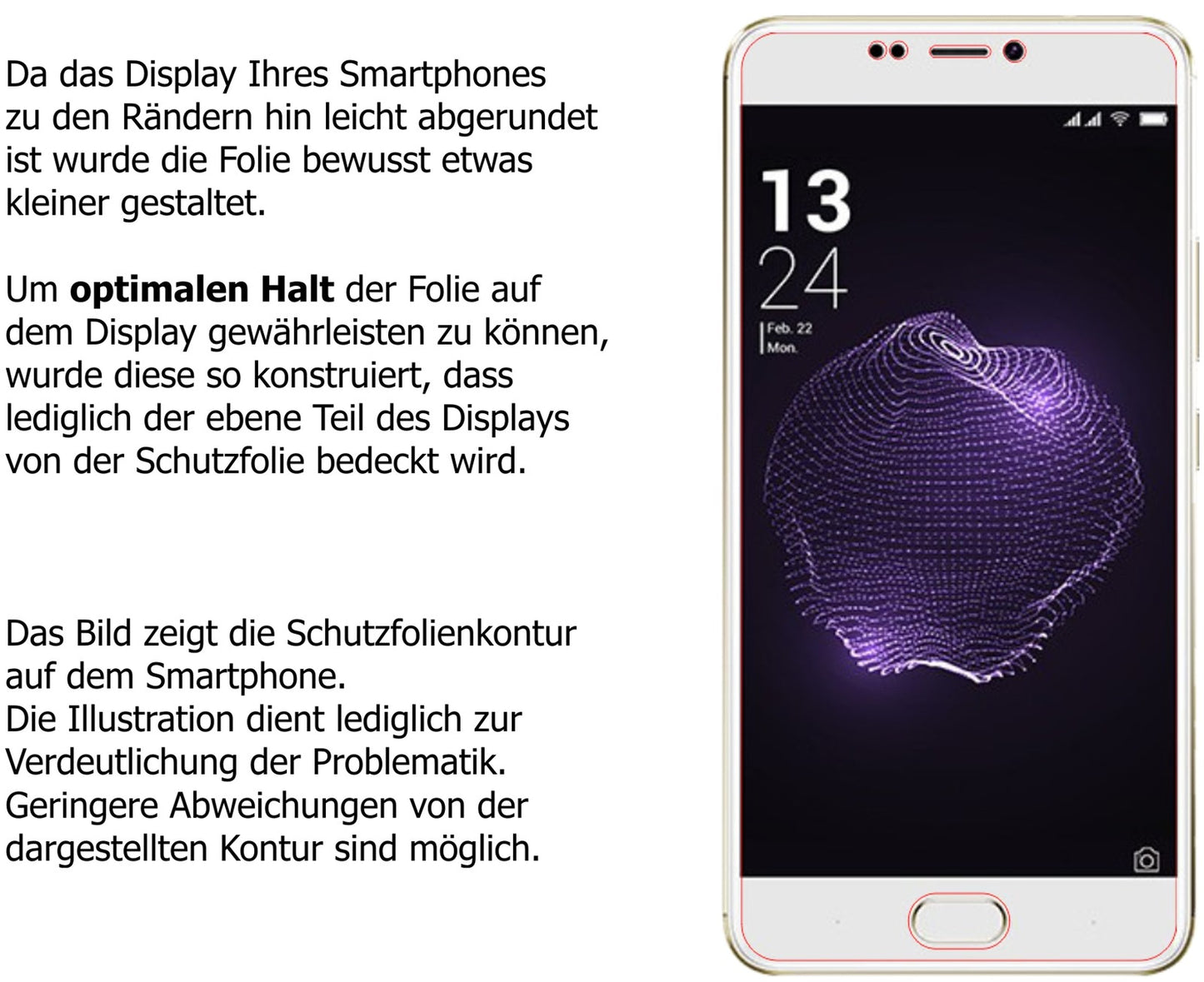 Schutzfolie mit optimaler Passform, zur Verwendung mit Hüllen geeignet