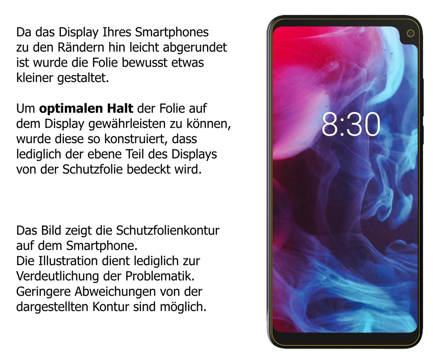 Schutzfolie mit optimaler Passform, zur Verwendung mit Hüllen geeignet