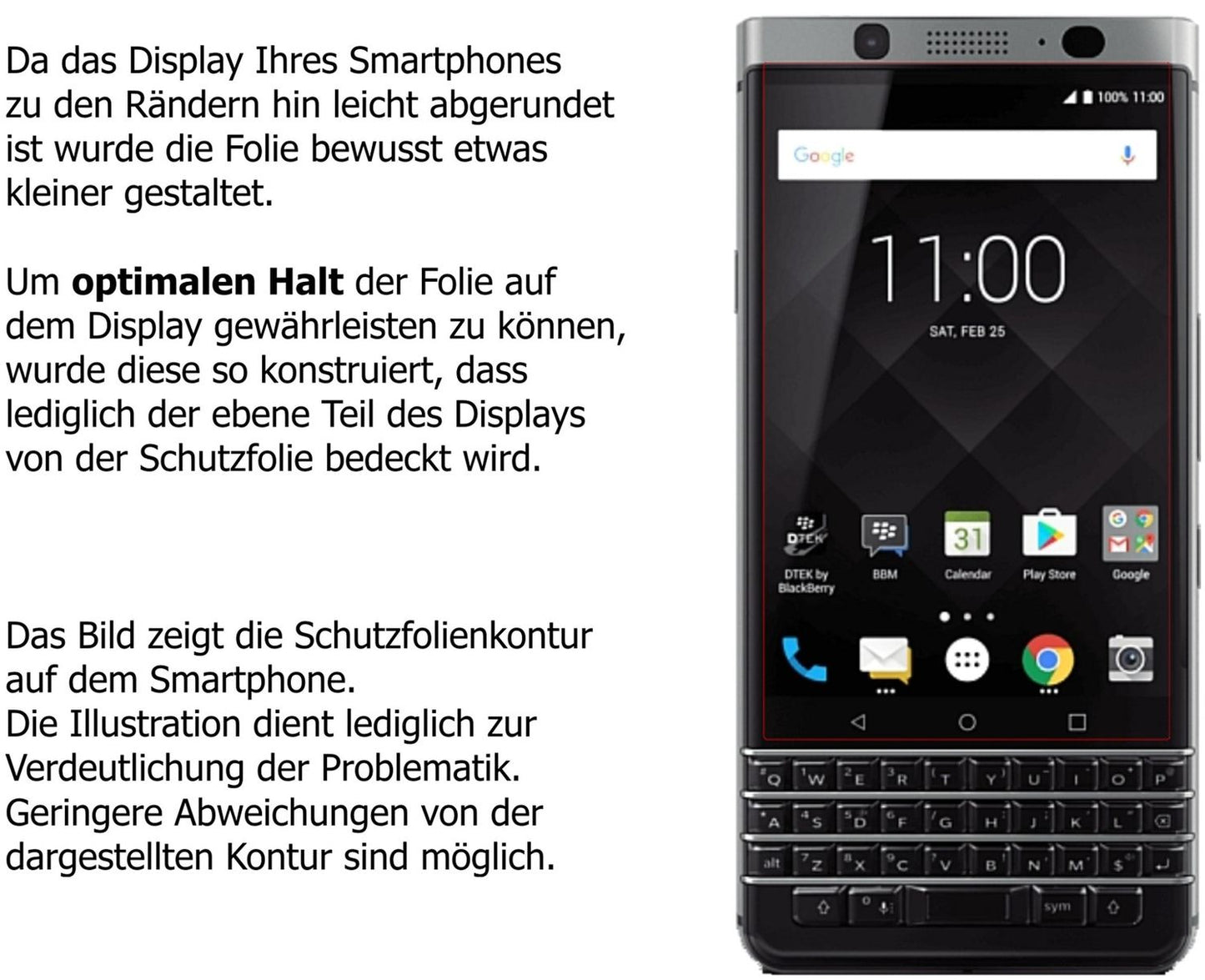 Schutzfolie mit optimaler Passform, zur Verwendung mit Hüllen geeignet