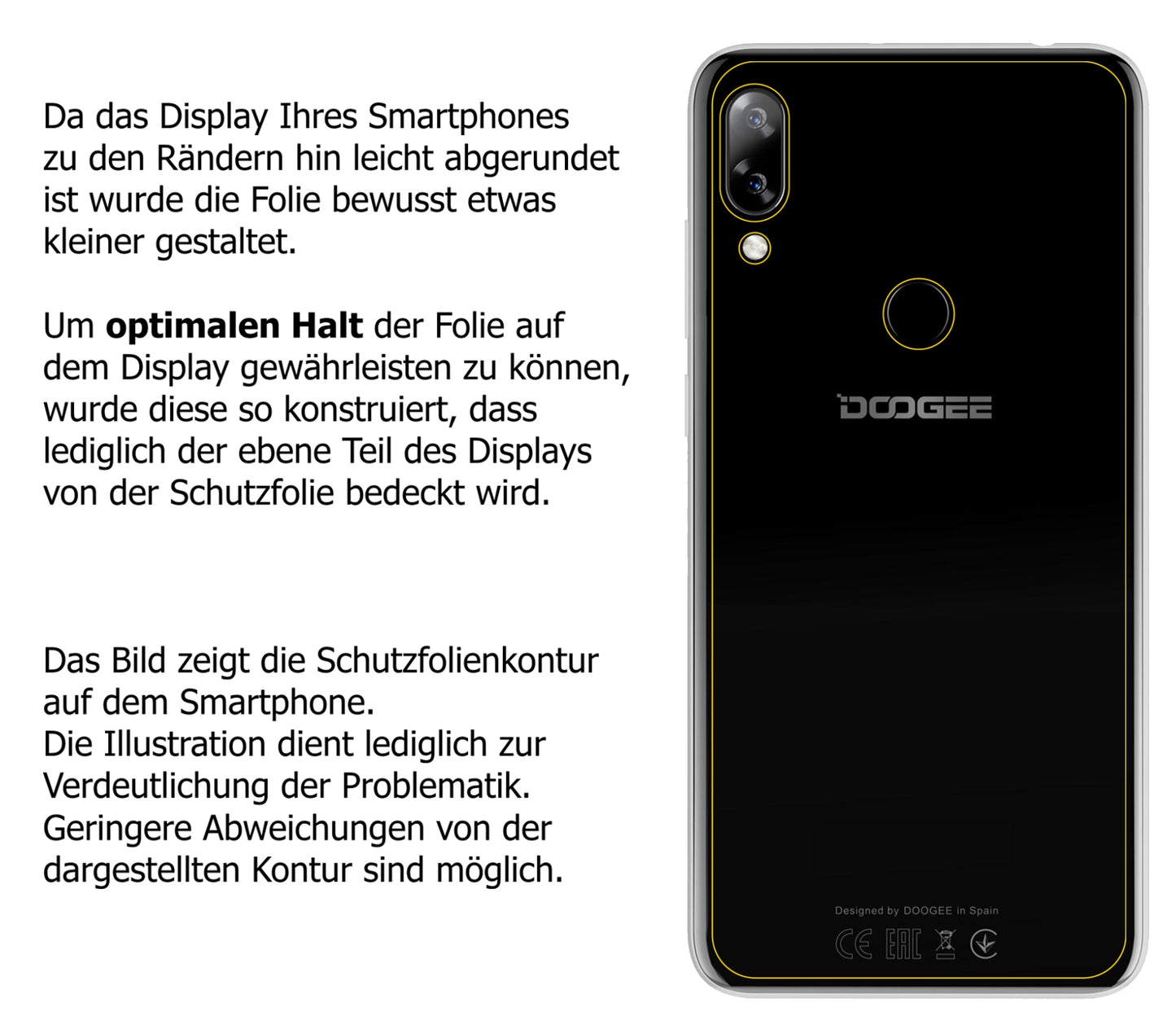 Schutzfolie mit optimaler Passform, zur Verwendung mit Hüllen geeignet