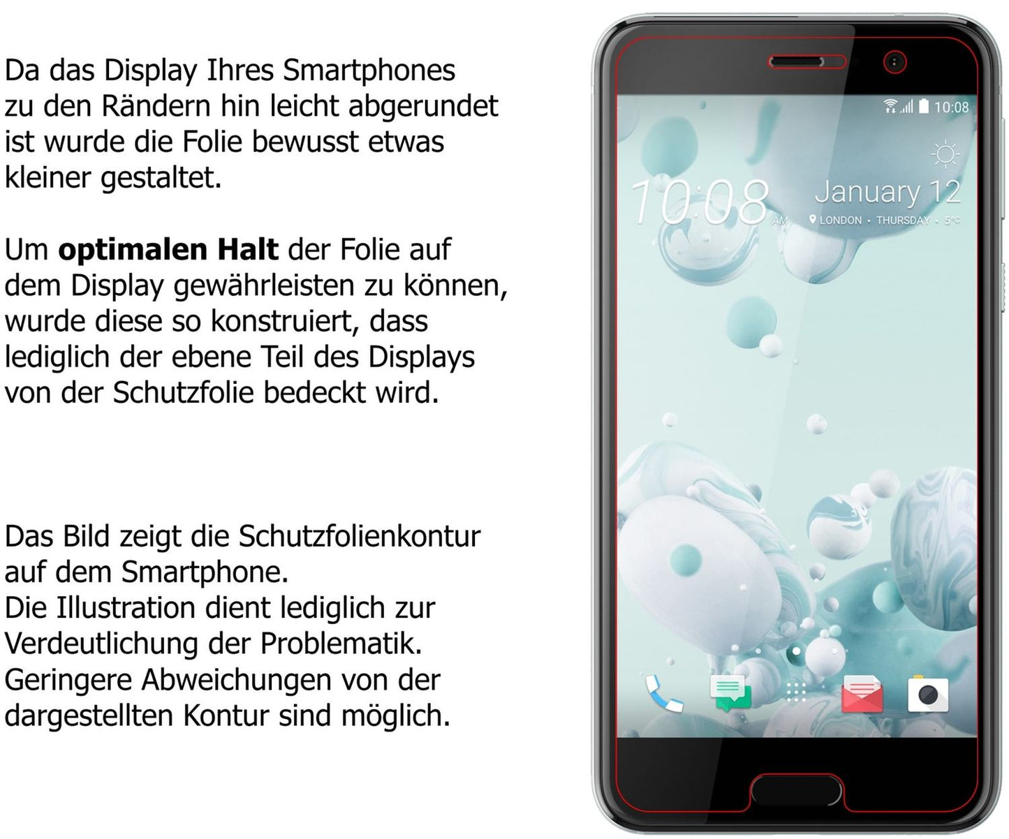Schutzfolie mit optimaler Passform, zur Verwendung mit Hüllen geeignet