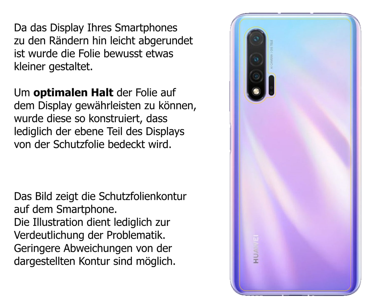 Schutzfolie mit optimaler Passform, zur Verwendung mit Hüllen geeignet