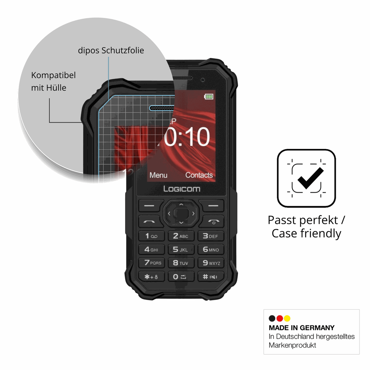 Schutzfolie mit optimaler Passform, zur Verwendung mit Hüllen geeignet