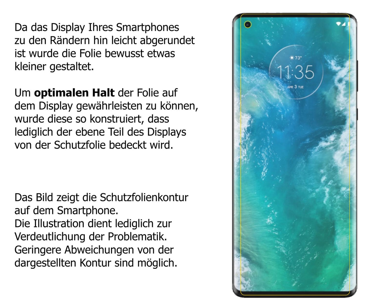 Schutzfolie mit optimaler Passform, zur Verwendung mit Hüllen geeignet