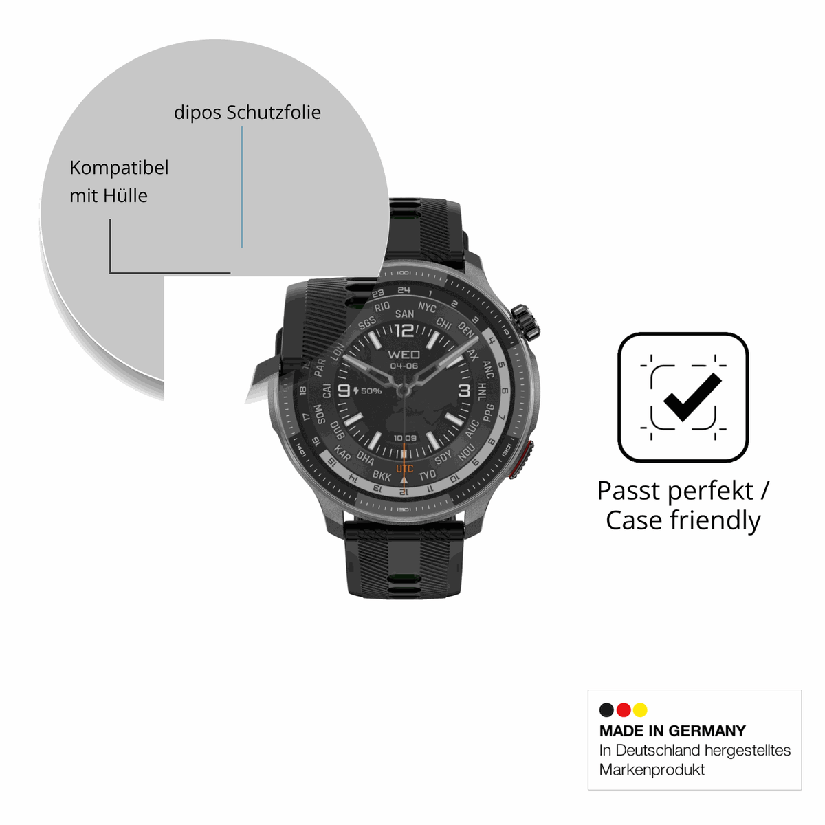 Schutzfolie mit optimaler Passform, zur Verwendung mit H�llen geeignet